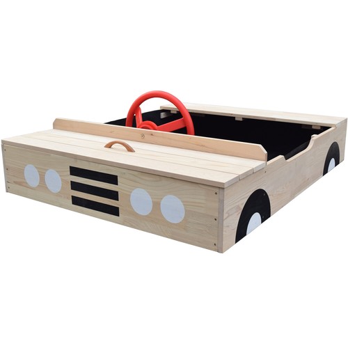 Car shaped wooden sandpit - wooden,